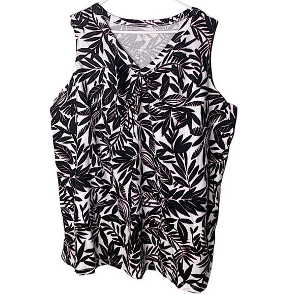 Woman Within Tops - Woman Within 26/28 New 2X Womens Tank Top Blouse Tropical Leaves Beach Casual